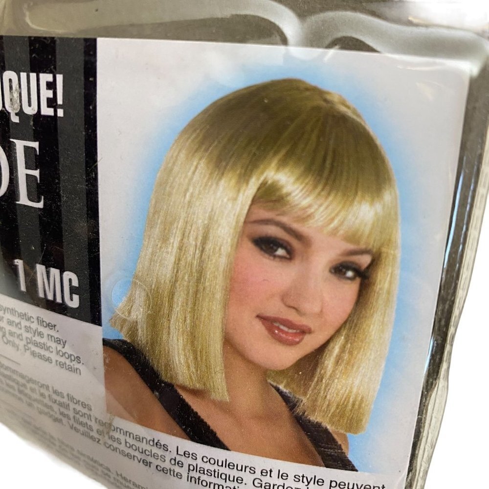 Blonde Costume Wig Straight Short Hair Bob with Bangs Flapper